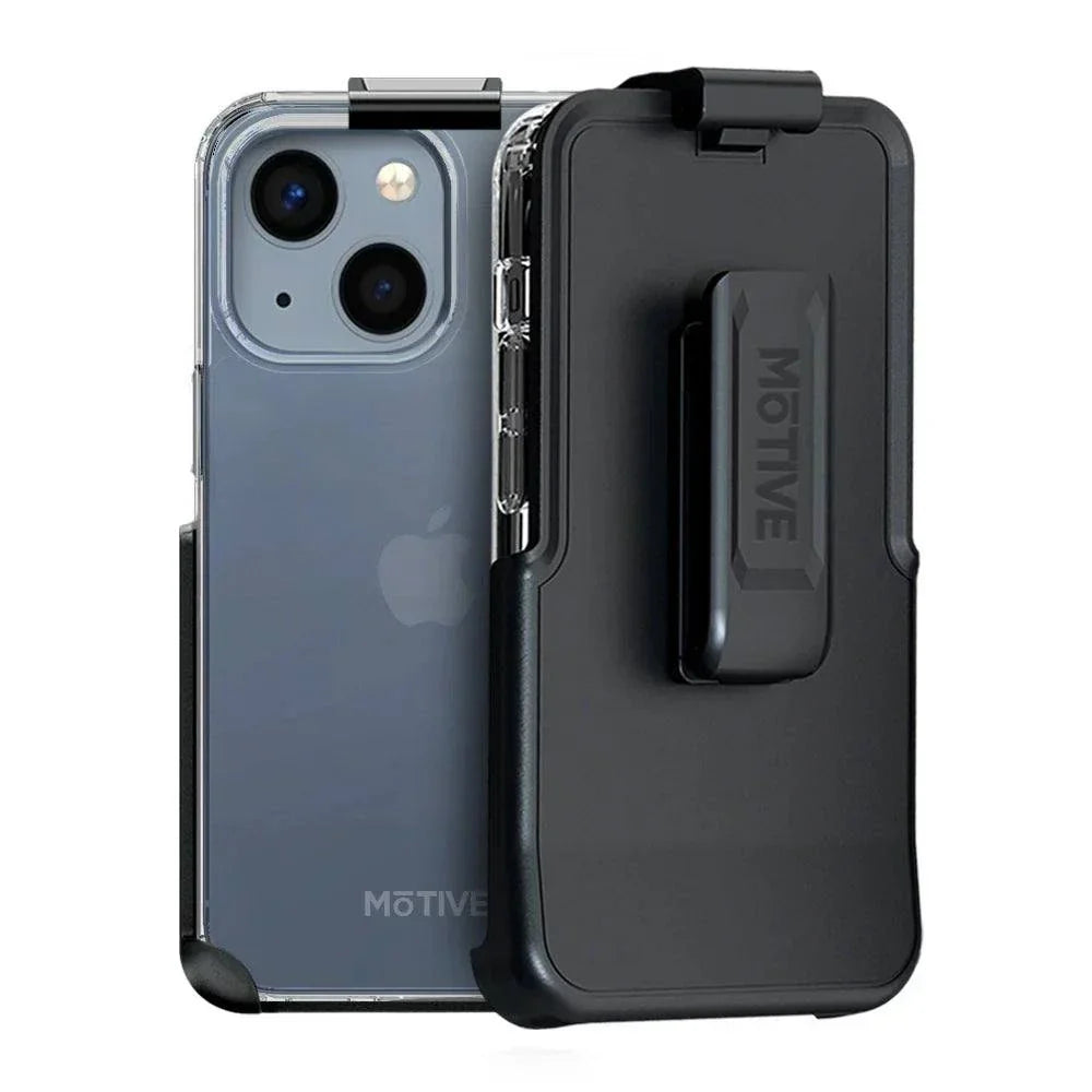 Clear case for iPhone 14 Plus with holster and kickstand, shockproof design, military-grade protection.
