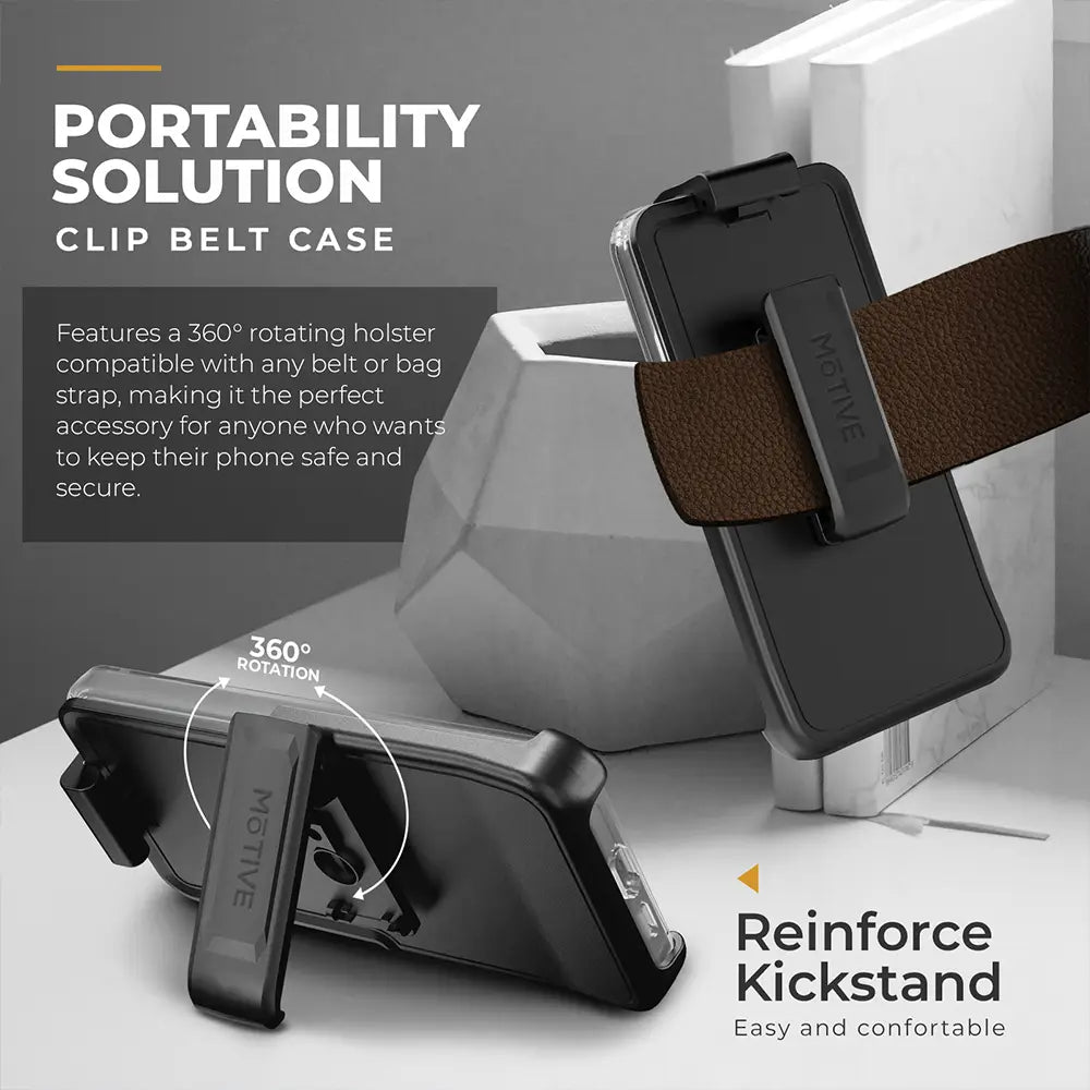Crystal clear S25 Plus phone case with anti-yellowing, 15ft drop-proof protection, and belt holster compatibility.