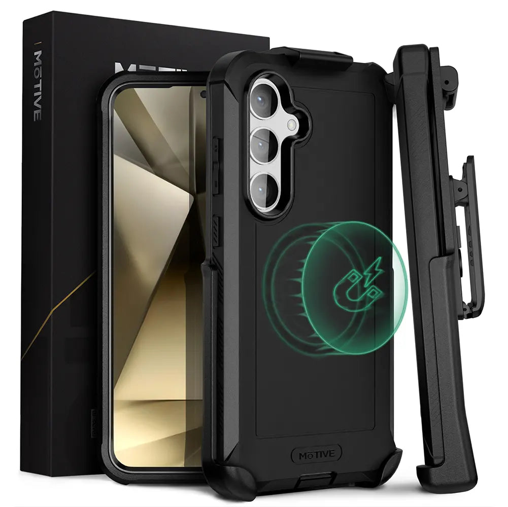 Samsung Galaxy S24 Plus case with belt clip and kickstand, heavy-duty protection