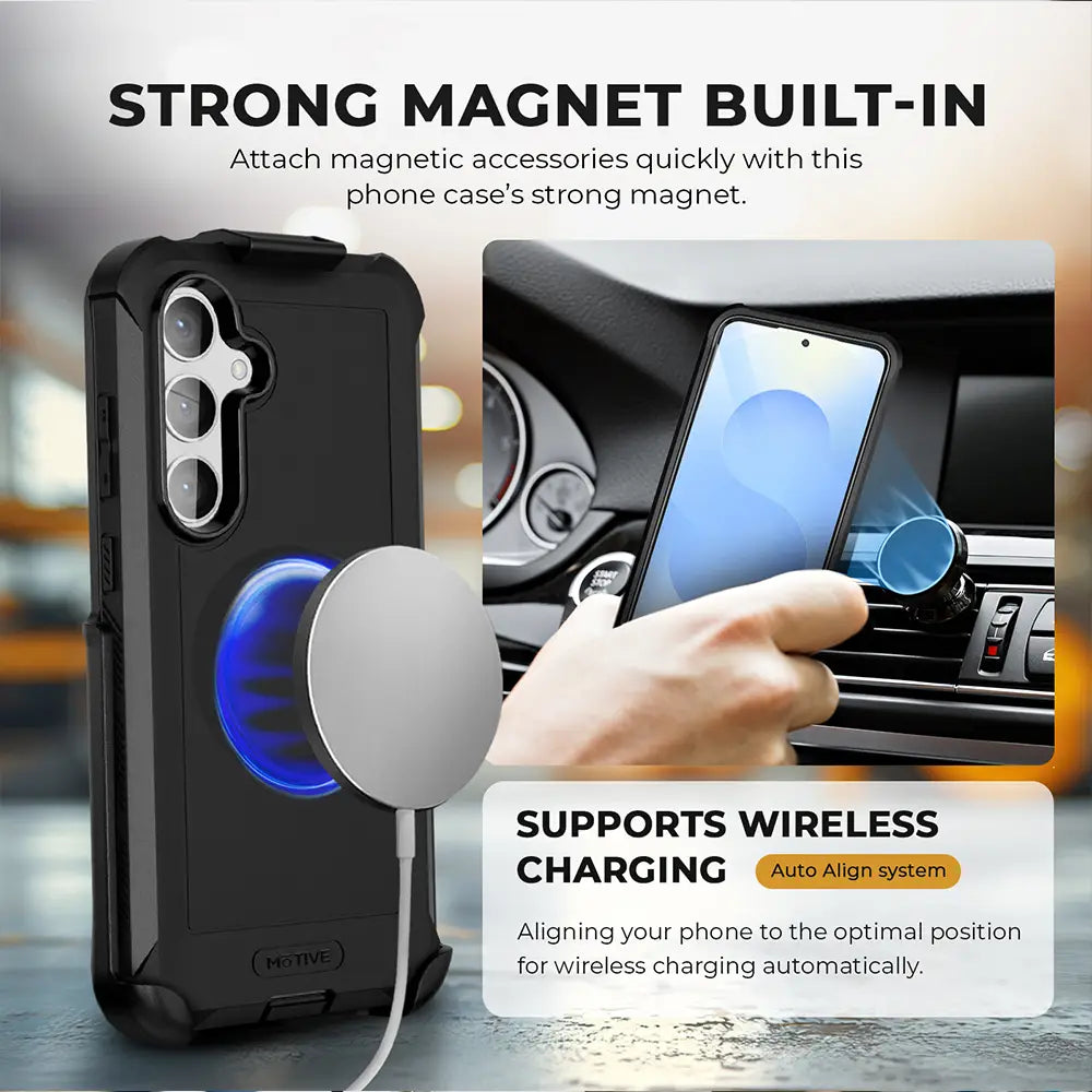 Galaxy s25 Case with belt clip | Shockproof + MagSafe-Compatible | MOTIVE