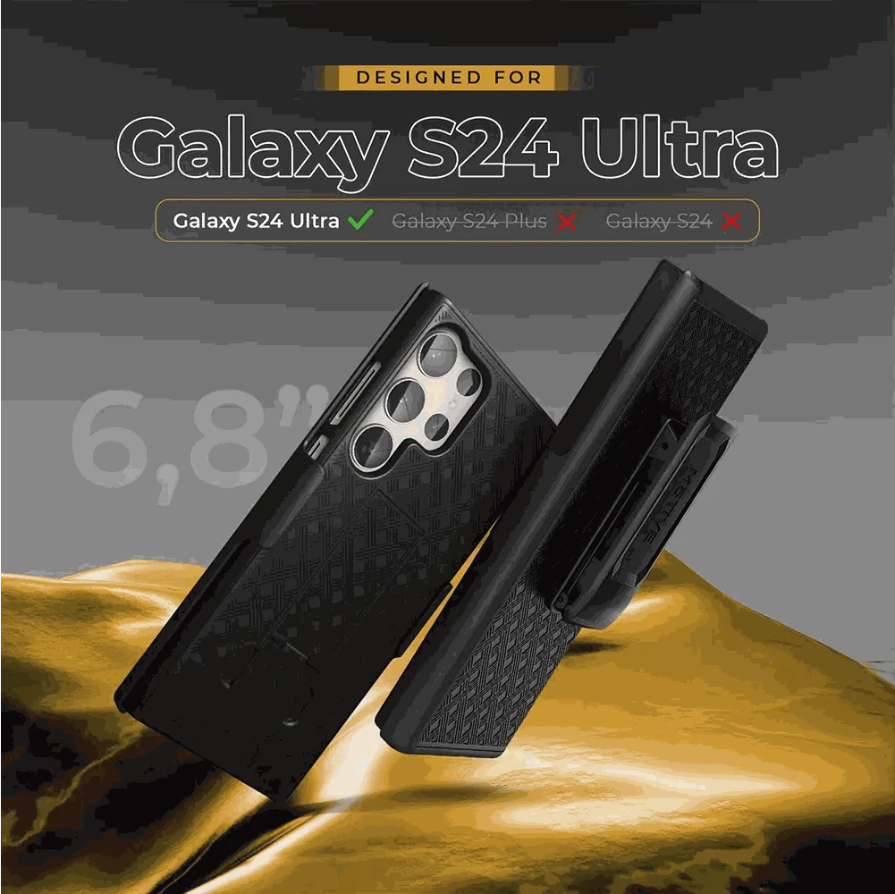 Samsung S24 Ultra case with belt clip showcasing durability and robust protection.