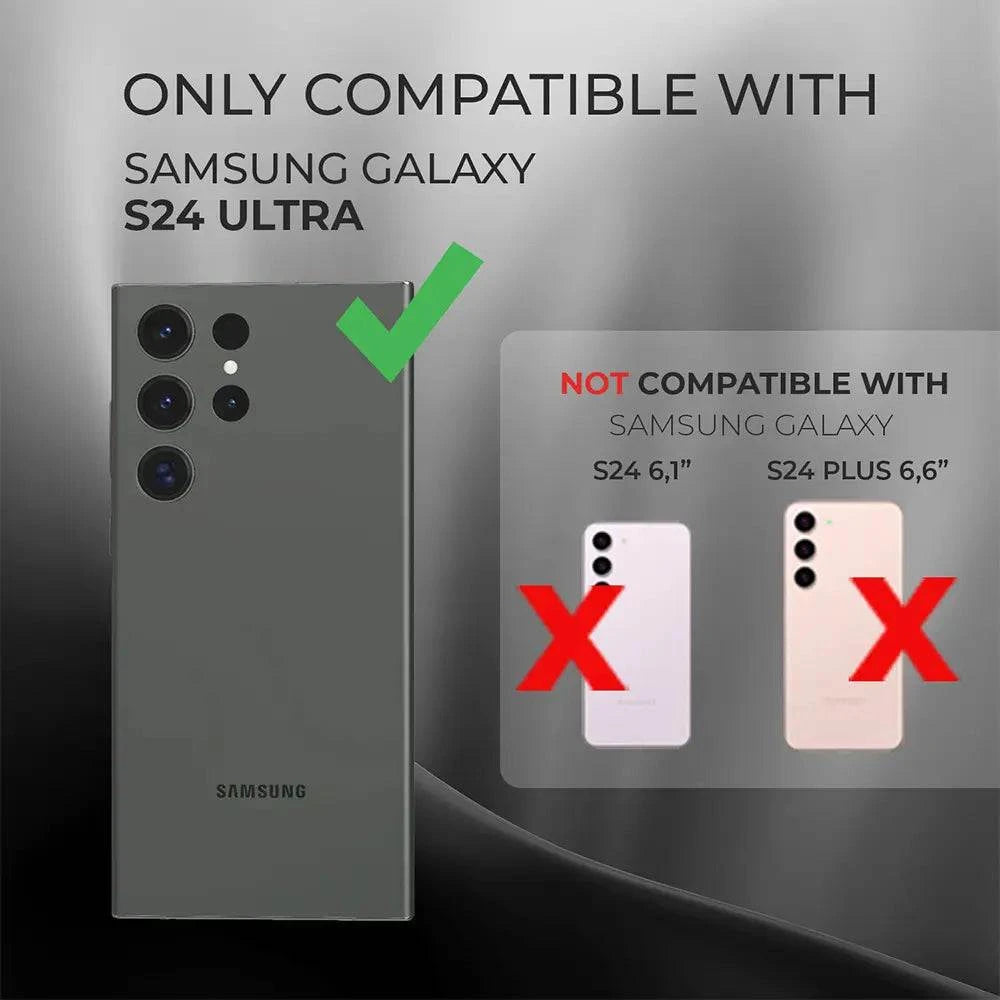 Galaxy S24 Ultra Glass tempered screen and camera protector 4-pack, compatible only with S24 Ultra, offering 9H hardness and lifetime warranty.