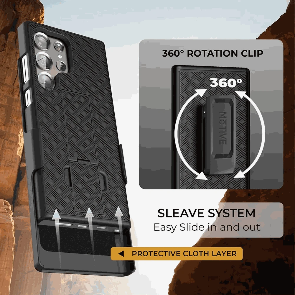 Samsung s24 Ultra case with belt clip and 360° rotation, durable four-layer protection.