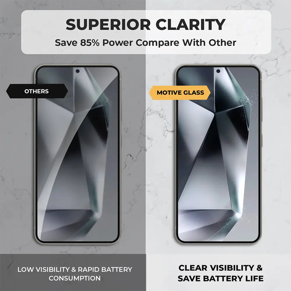 Galaxy S24 tempered glass screen protector 4-pack with superior clarity comparison.