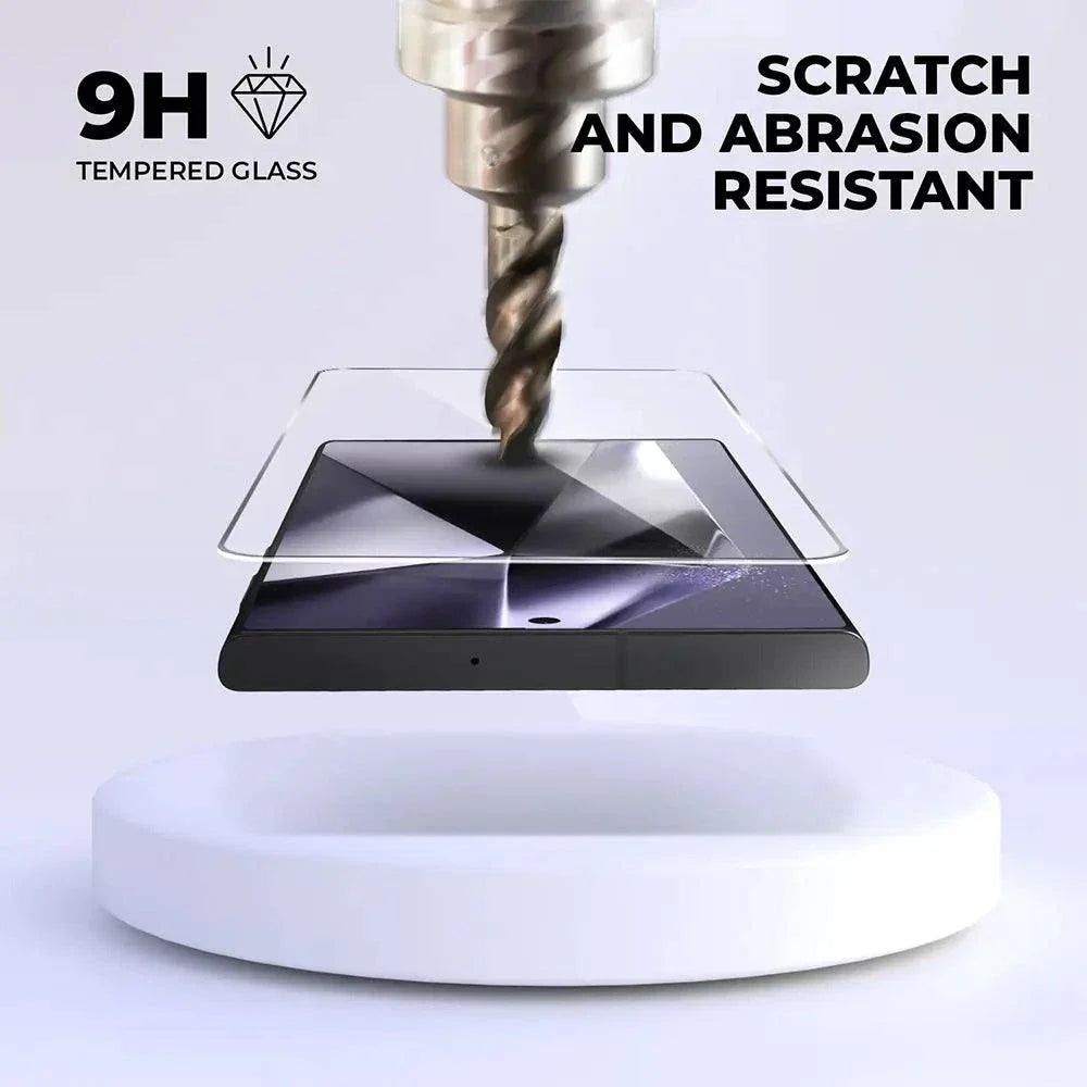 Galaxy S24 Ultra tempered glass screen protector, scratch and abrasion resistant, 4-pack with 9H hardness.