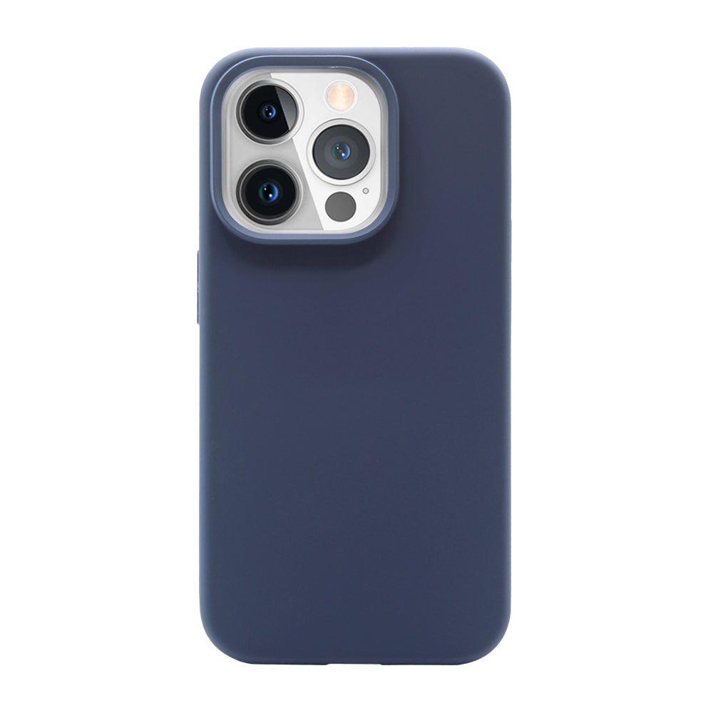 Slim Case iPhone 15 Pro Max Liquid Silicone Protective Cover in navy blue with soft-touch finish and MagSafe compatibility.