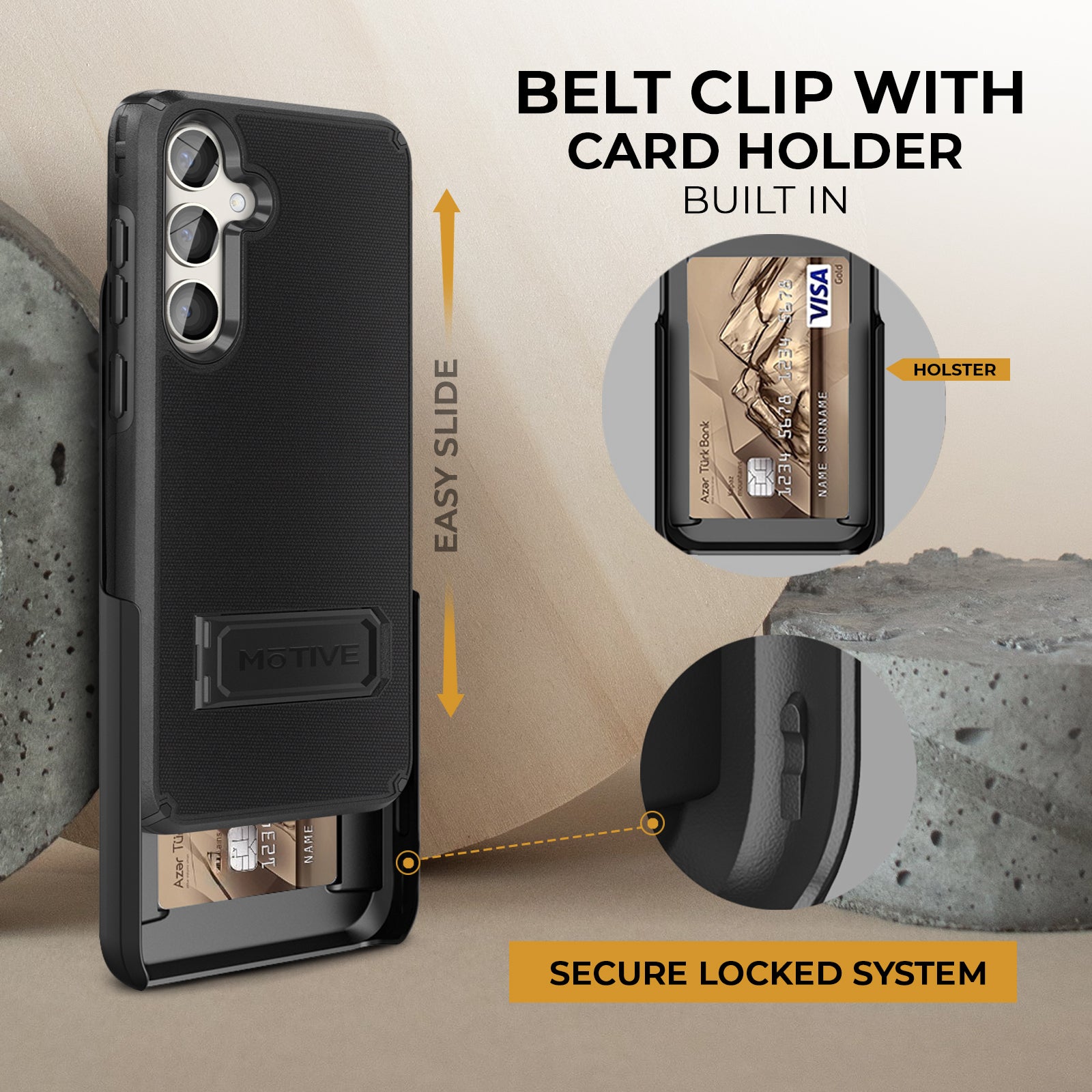 Belt Clip Holster & Case Combo (Screen Protector & Camera Lens) for Samsung Galaxy S24