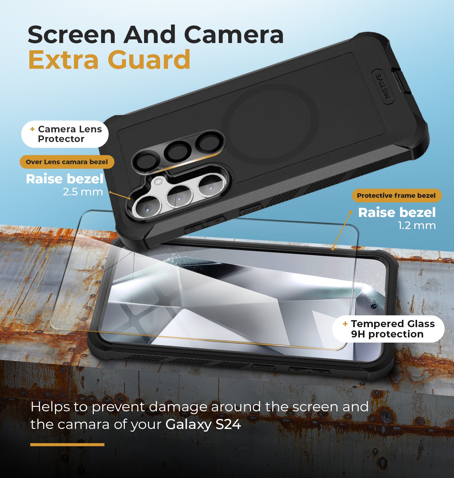 Heavy Duty Case & Holster Combo (Screen Protector & Camera Lens) for Samsung Galaxy S24