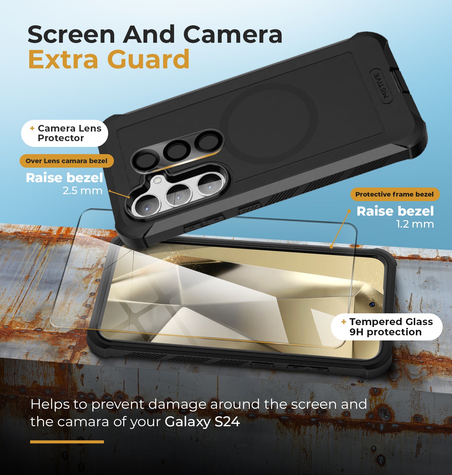 Heavy Duty Case & Holster Combo (Screen Protector & Camera Lens) for Samsung Galaxy S24 Plus