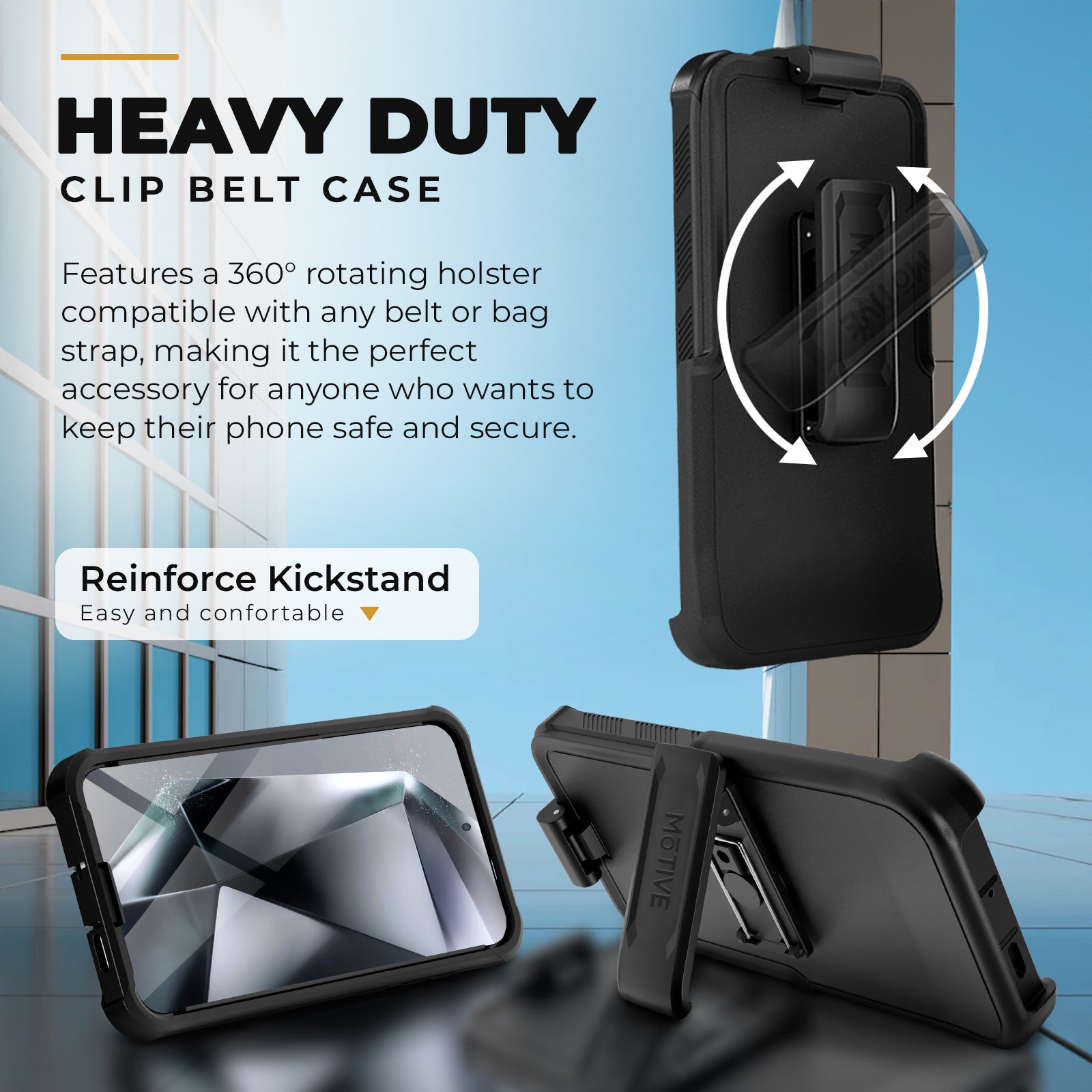 Heavy Duty Case & Holster Combo (Screen Protector & Camera Lens) for Samsung Galaxy S24