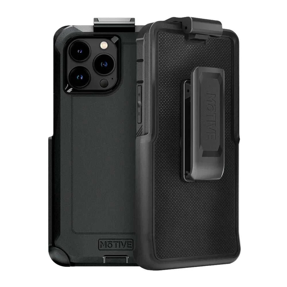 iPhone 14 Pro heavy duty case with holster and kickstand, shockproof and drop-tested.