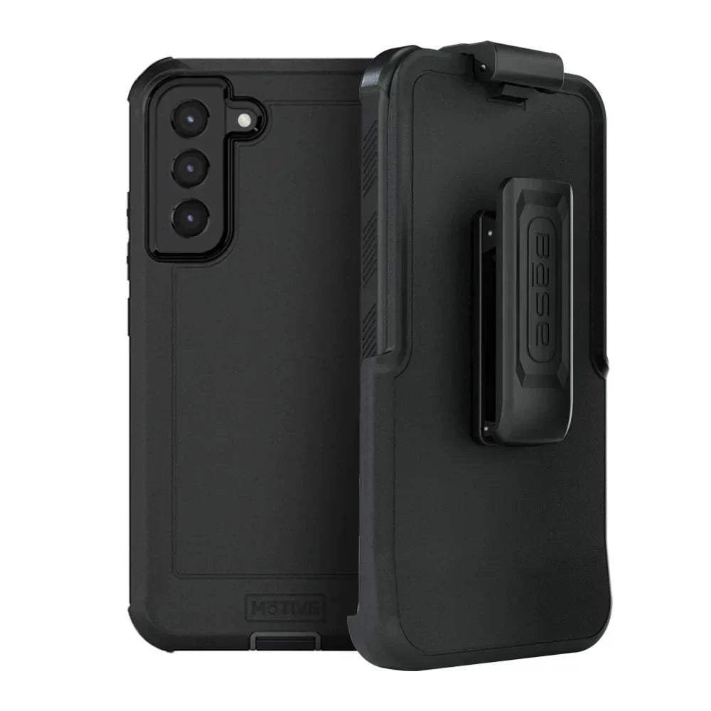Samsung S22 case with belt clip, heavy-duty protection, rugged quad-layer design, military-grade shockproof, built-in kickstand.