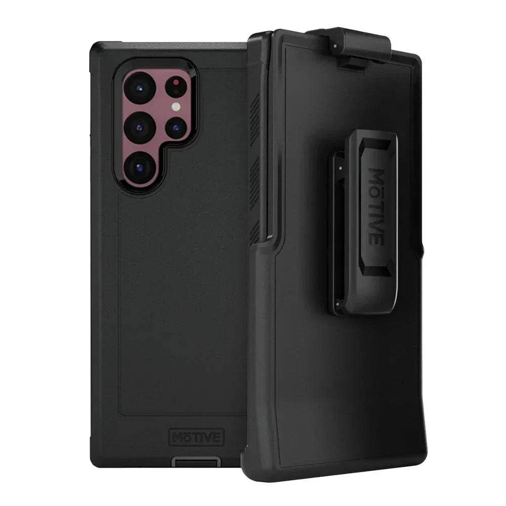 S22 Ultra case with belt clip, featuring rugged protection and holster.
