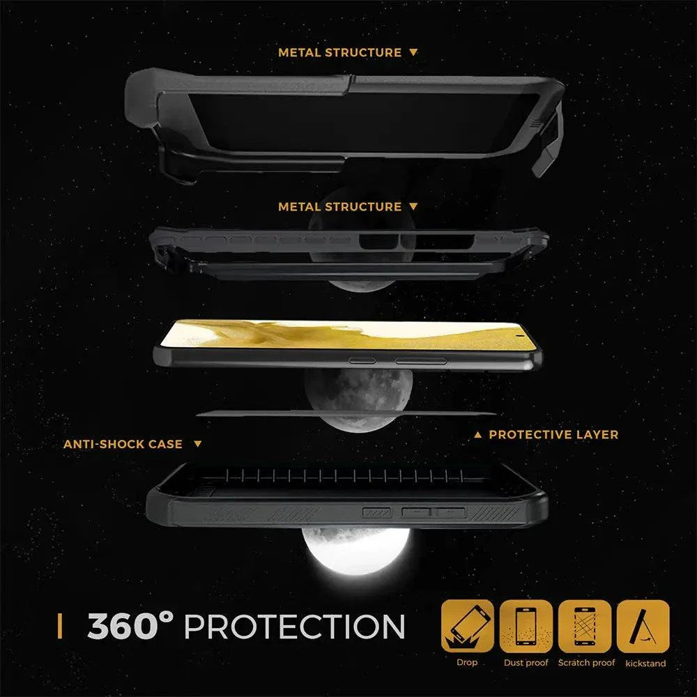 Samsung Galaxy S23 rugged case with belt clip and 360° protection.