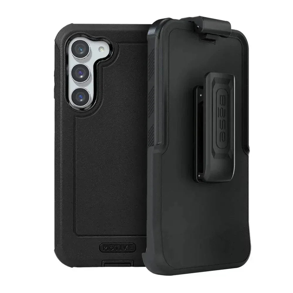 Galaxy S23 Plus case with heavy duty protection, holster, and kickstand.