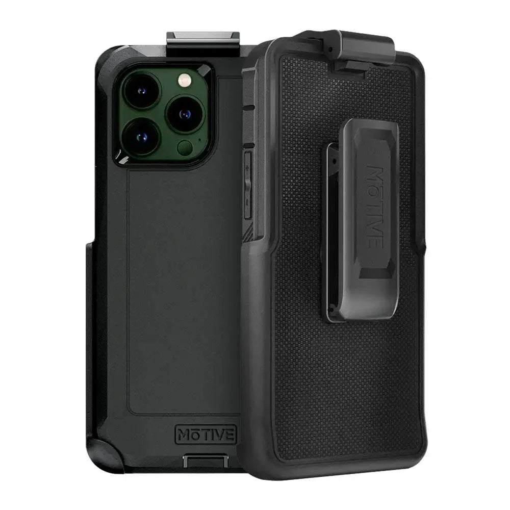 Rugged iPhone 13 Pro Max case with belt clip for ultimate protection and portability.