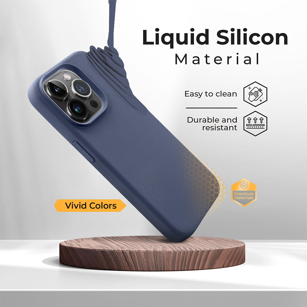 Slim Case for iPhone 15 Pro Max in liquid silicone with MagSafe compatibility, durable and stylish protective cover.