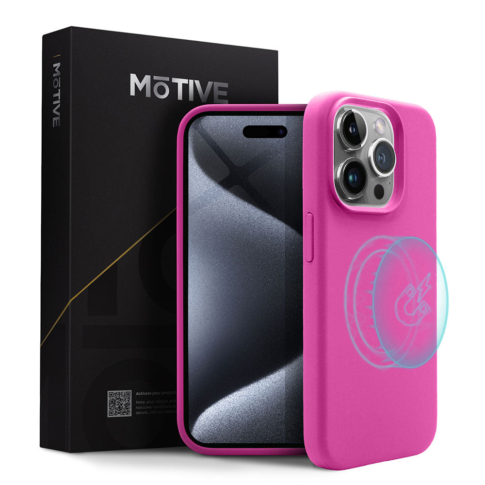 Silicone Case iPhone 15 Pro - Slim Fit, Wireless Charging, Pink