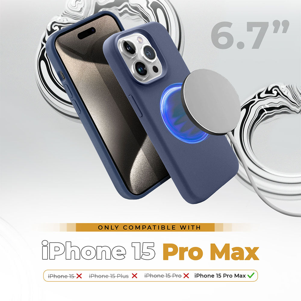 Slim Case for iPhone 15 Pro Max in liquid silicone, soft-touch, MagSafe compatible, protective cover, 6.7-inch.
