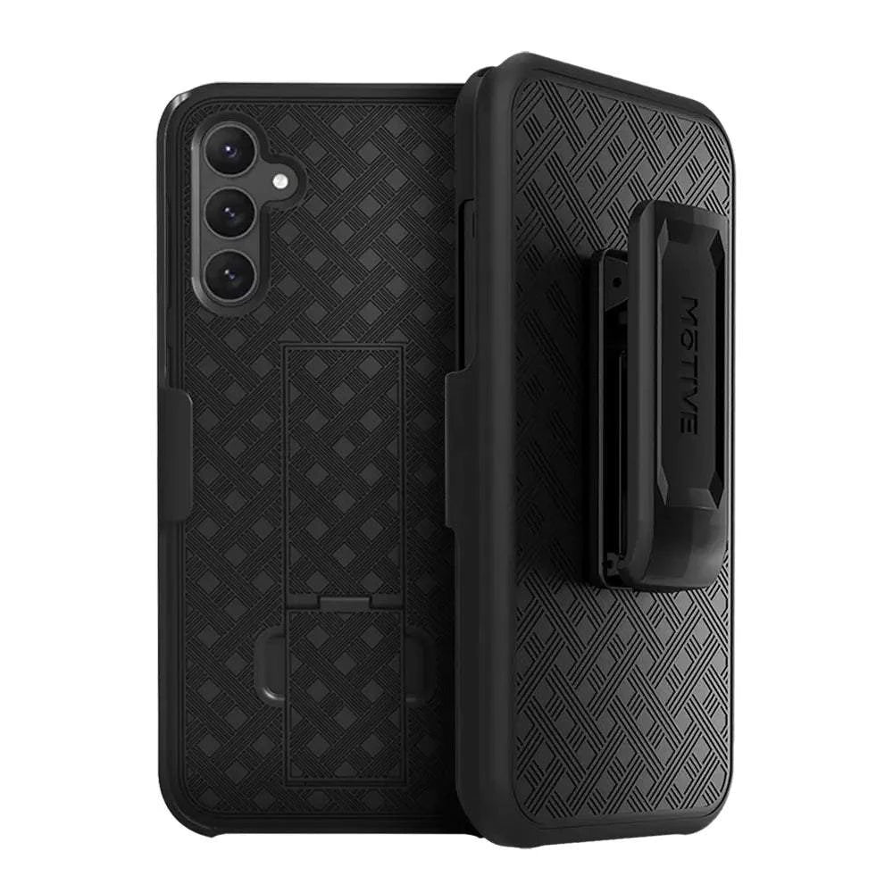 Samsung S24 Case with belt clip and dual kickstands for rugged phone protection.