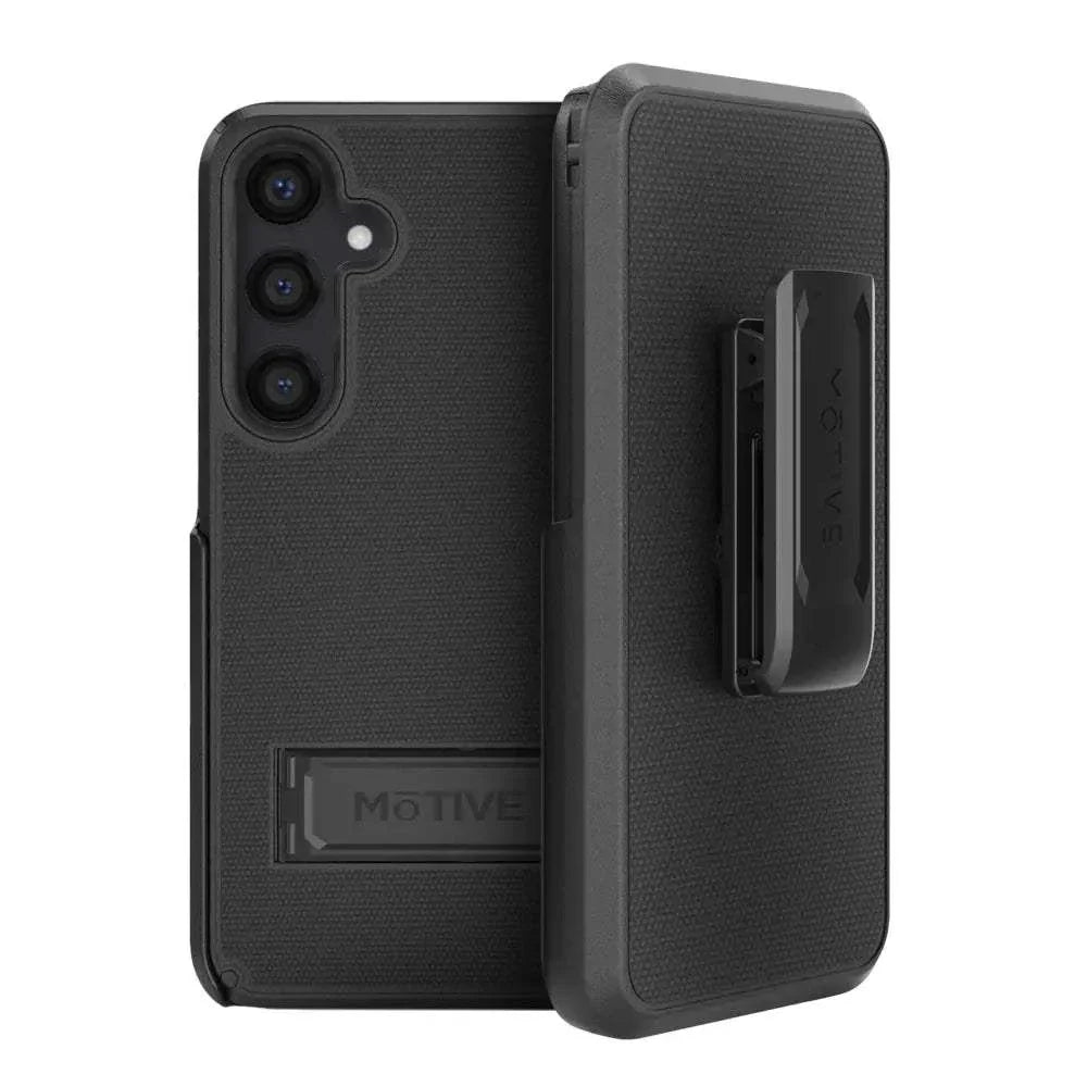 Galaxy S24 case with belt clip, protective holster, kickstand, rugged dual-layer design.