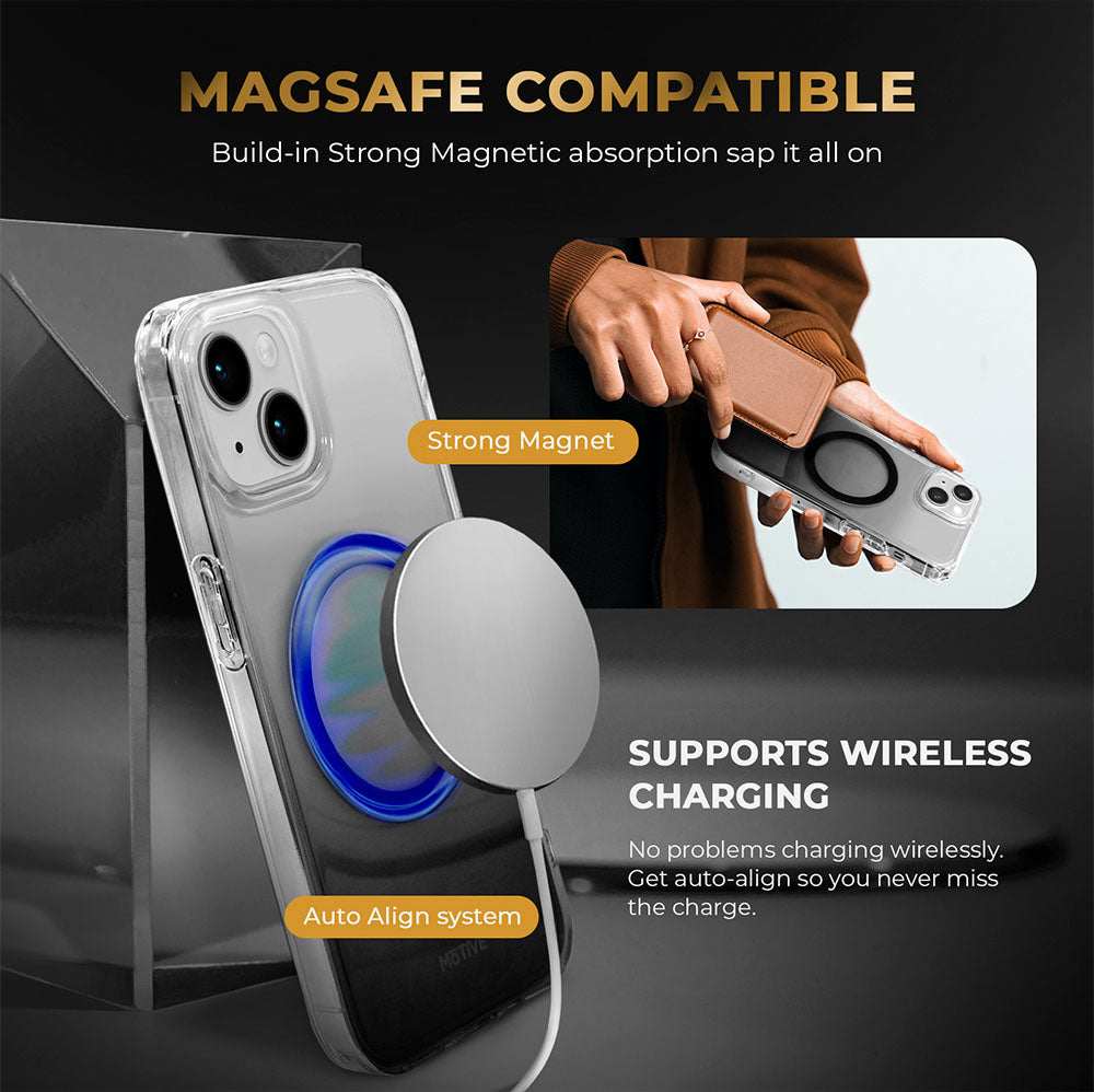 Clear Case iPhone 15 with MagSafe compatibility and shockproof design.